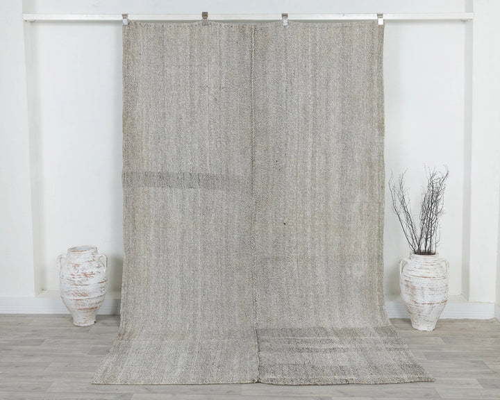 Gray Turkish Kilim Rug 6' x 10' Flat-Weave