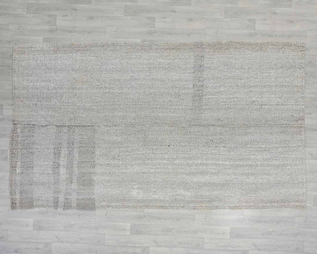 Gray Turkish Kilim Rug 6' x 10' Flat-Weave reverse
