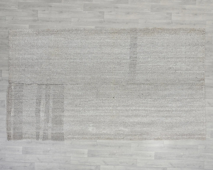 Gray Turkish Kilim Rug 6' x 10' Flat-Weave reverse