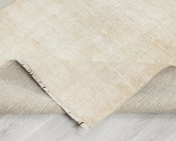 Beige Turkish Oushak Rug 3' 5" x 11' 1" Hand-Knotted | No. VR85151