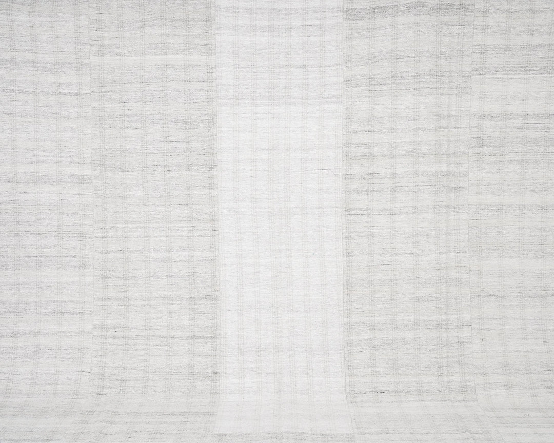 White Turkish Kilim Rug 10' 2" x 12' 10" Flat-Weave close-up