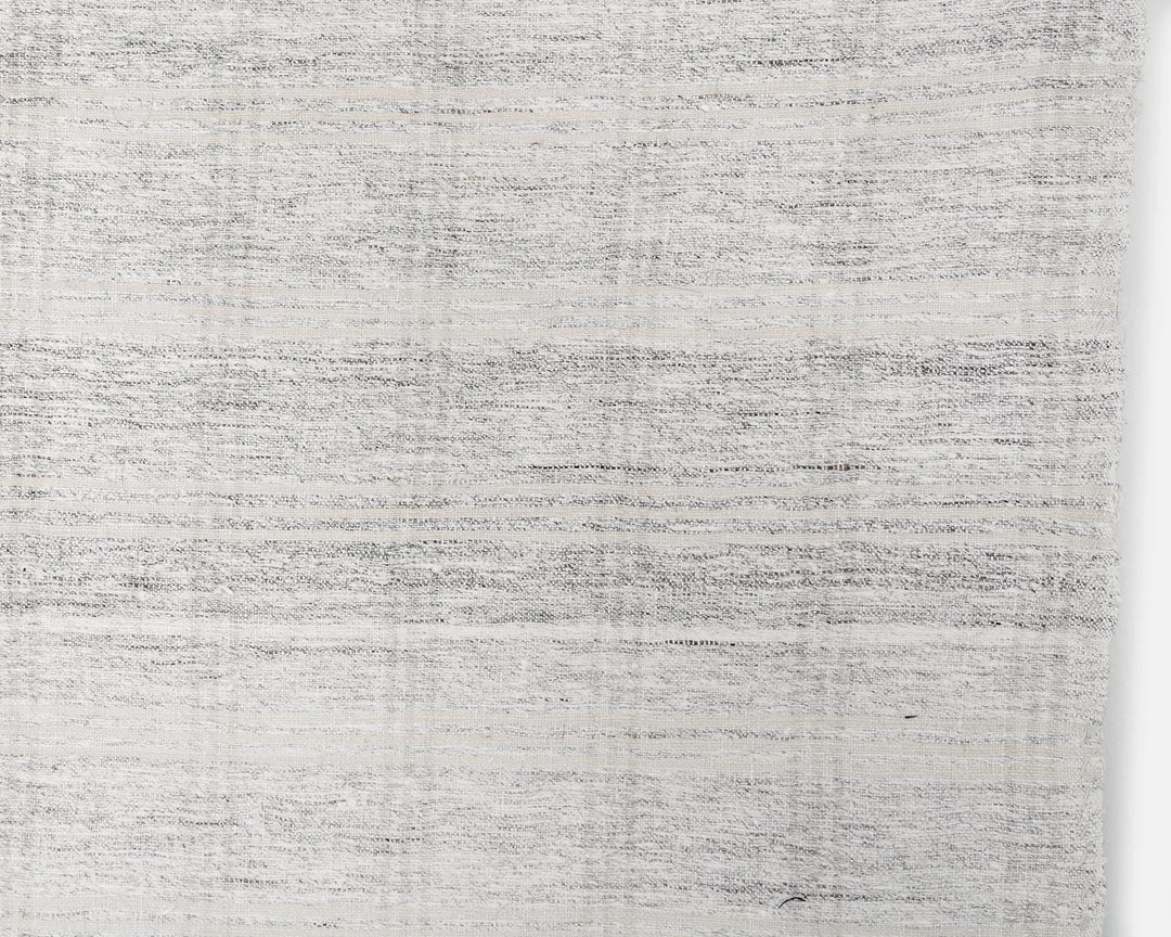 White Turkish Kilim Rug 10' 2" x 12' 10" Flat-Weave border