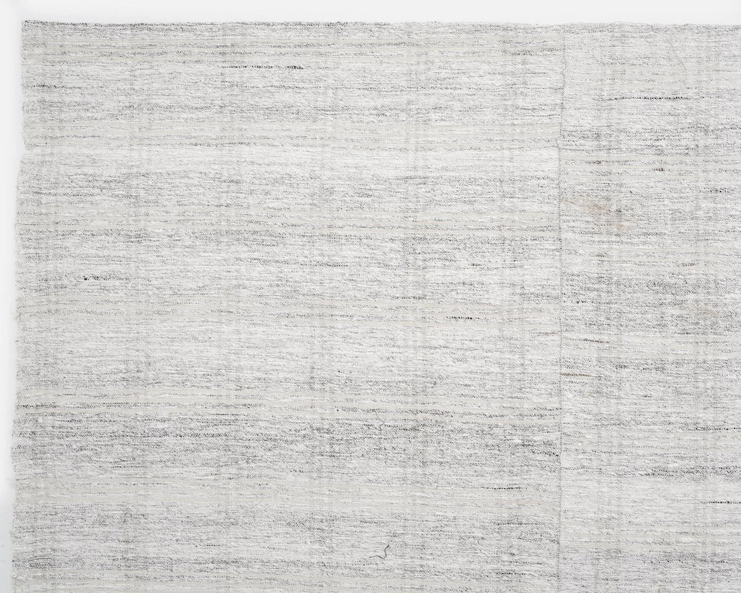 White Turkish Kilim Rug 10' 2" x 12' 10" Flat-Weave reverse