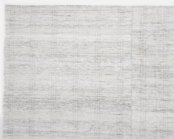 White Turkish Kilim Rug 10' 2" x 12' 10" Flat-Weave reverse