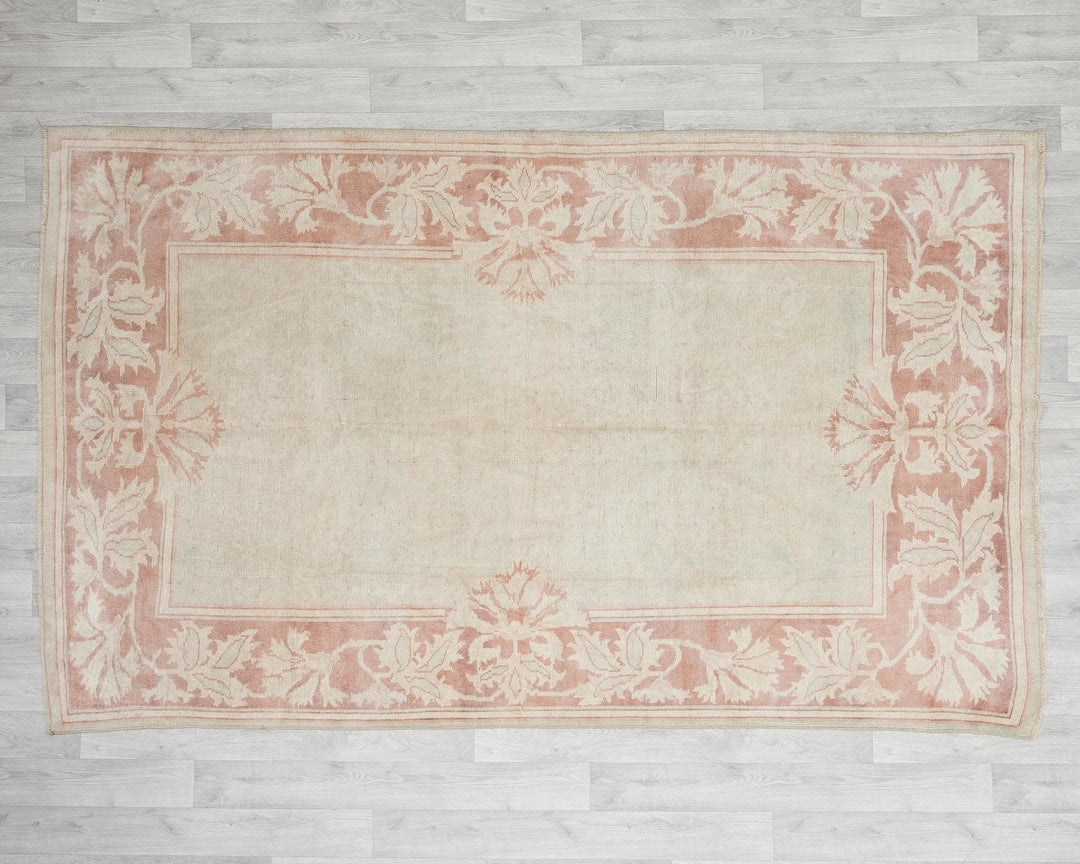 Beige Turkish Oushak Rug 5' 3" x 8' 4" Hand-Knotted | No. VR85428