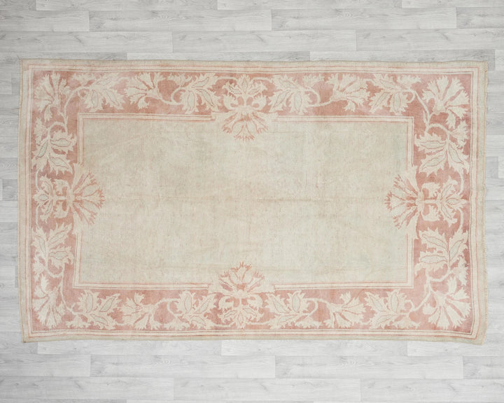Beige Turkish Oushak Rug 5' 3" x 8' 4" Hand-Knotted | No. VR85428
