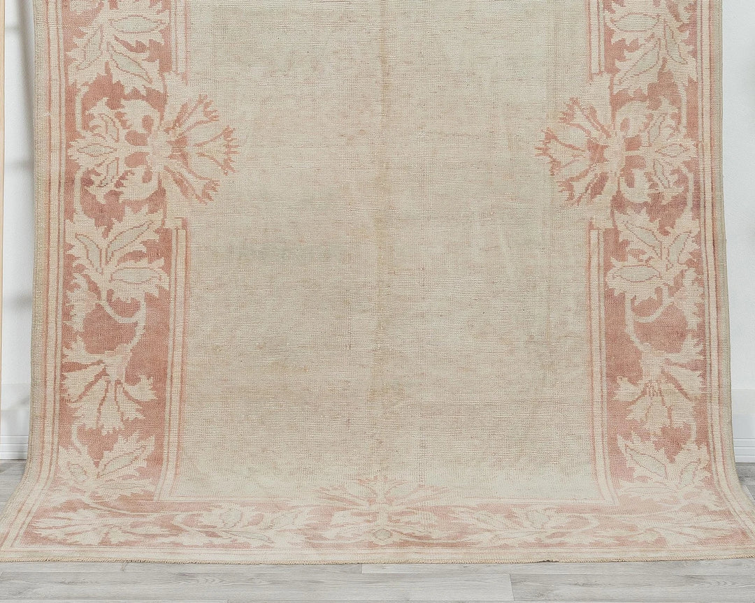 Beige Turkish Oushak Rug 5' 3" x 8' 4" Hand-Knotted | No. VR85428