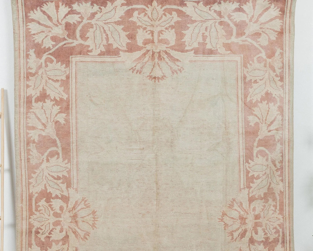Beige Turkish Oushak Rug 5' 3" x 8' 4" Hand-Knotted | No. VR85428