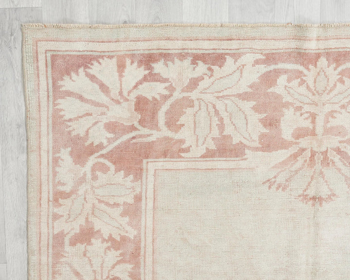 Beige Turkish Oushak Rug 5' 3" x 8' 4" Hand-Knotted | No. VR85428