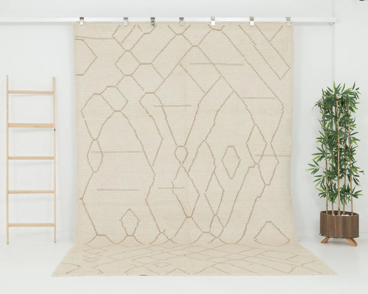Beige Turkish Oushak Rug 6' 9" x 10' Hand-Knotted | No. VR85509
