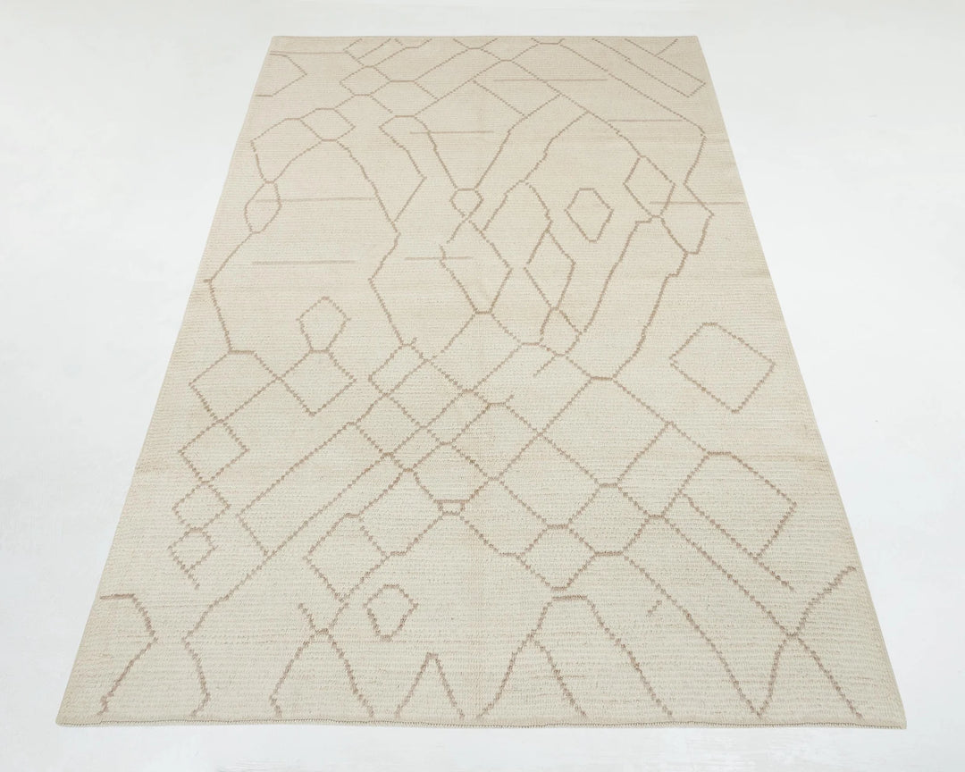 Beige Turkish Oushak Rug 6' 9" x 10' Hand-Knotted | No. VR85509
