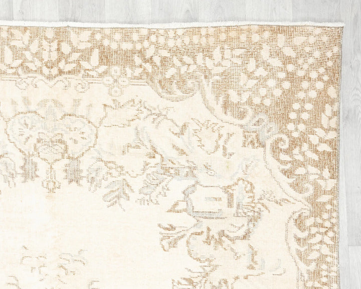 Brown Turkish Oushak Rug 9' 5" x 4' 11" Hand-Knotted | No. VR85519