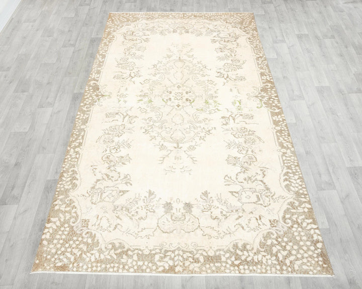 Brown Turkish Oushak Rug 9' 5" x 4' 11" Hand-Knotted | No. VR85519