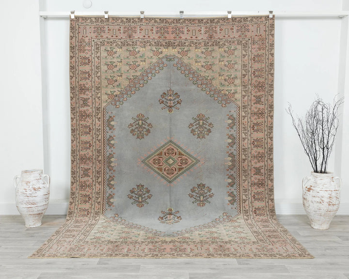 Blue Turkish Oushak Rug 6' 11" x 9' 8" Hand-Knotted | No. VR85585