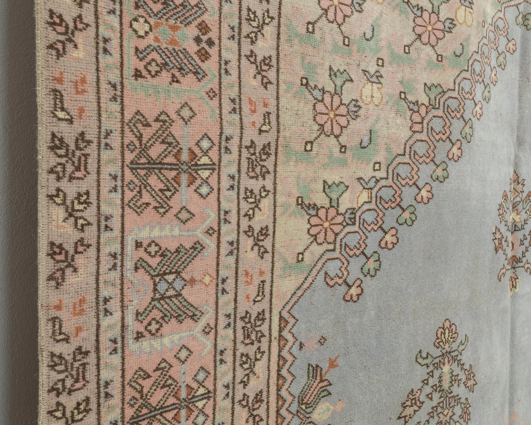 Blue Turkish Oushak Rug 6' 11" x 9' 8" Hand-Knotted | No. VR85585