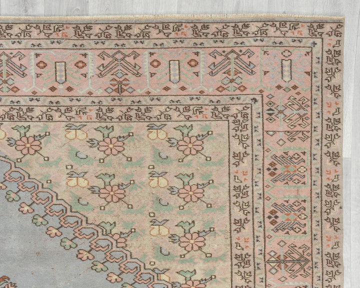 Blue Turkish Oushak Rug 6' 11" x 9' 8" Hand-Knotted | No. VR85585