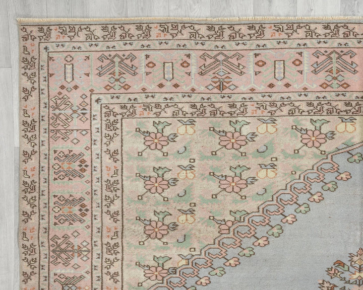 Blue Turkish Oushak Rug 6' 11" x 9' 8" Hand-Knotted | No. VR85585