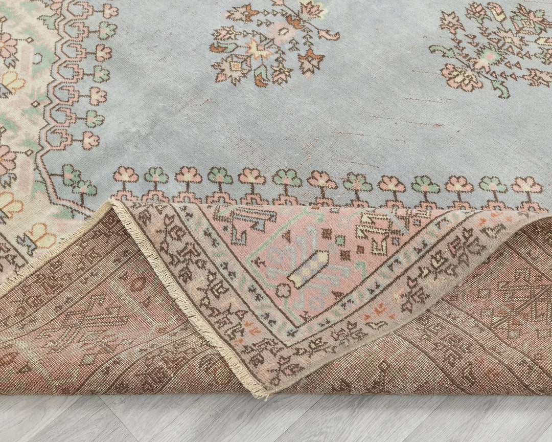 Blue Turkish Oushak Rug 6' 11" x 9' 8" Hand-Knotted | No. VR85585