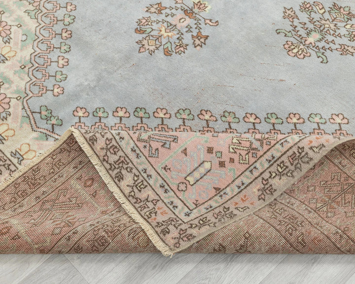 Blue Turkish Oushak Rug 6' 11" x 9' 8" Hand-Knotted | No. VR85585