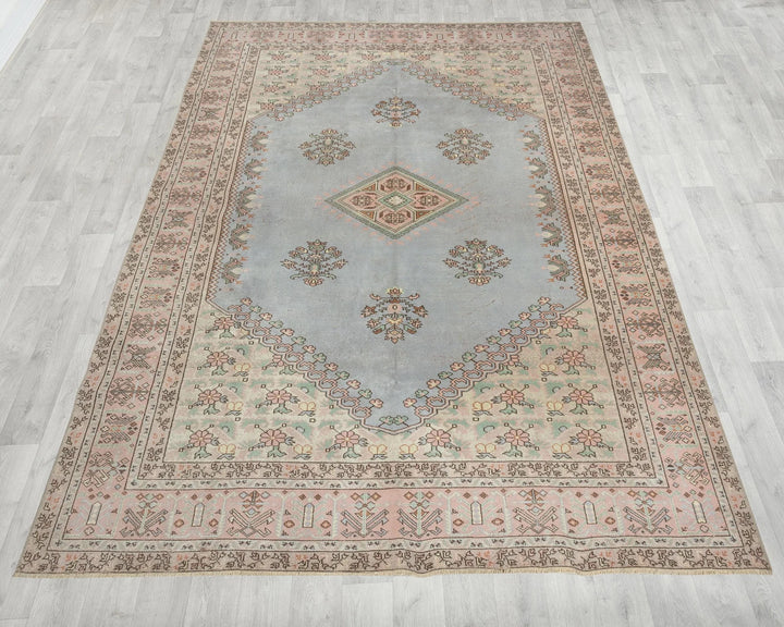 Blue Turkish Oushak Rug 6' 11" x 9' 8" Hand-Knotted | No. VR85585