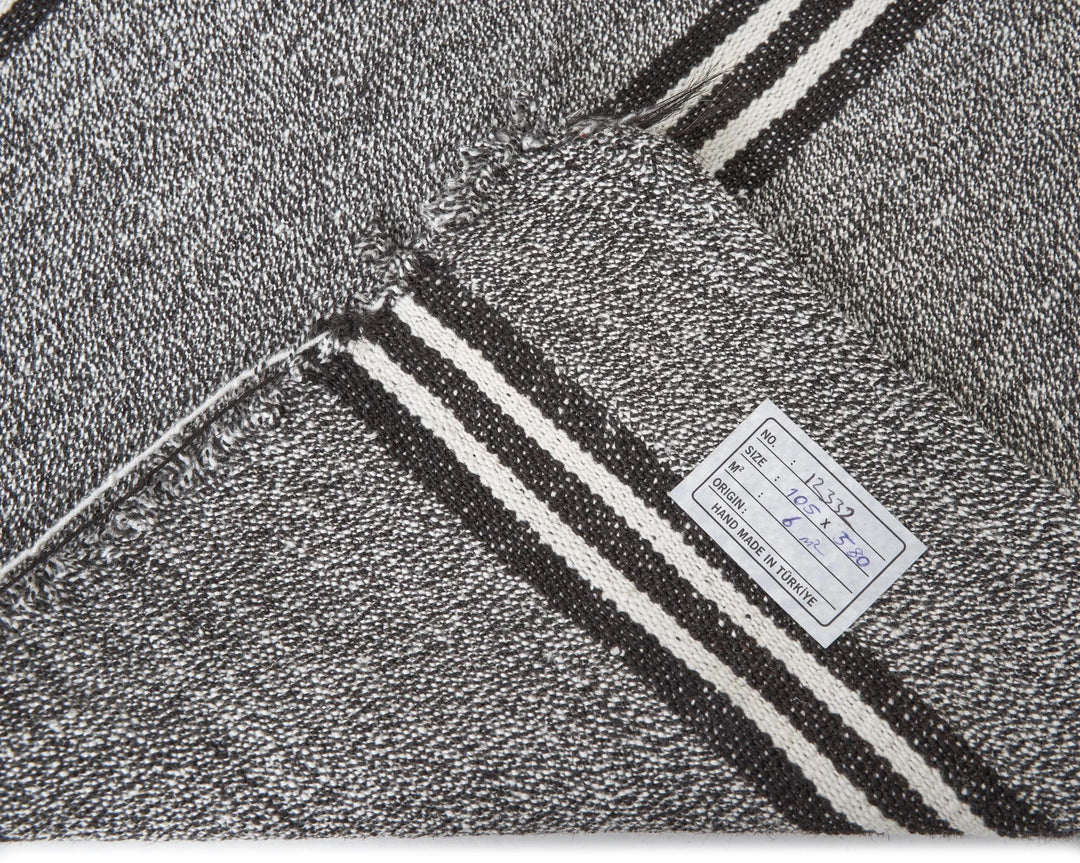 Gray Turkish Kilim Rug 3' 5" x 19' Flat-Weave | No. VR85603