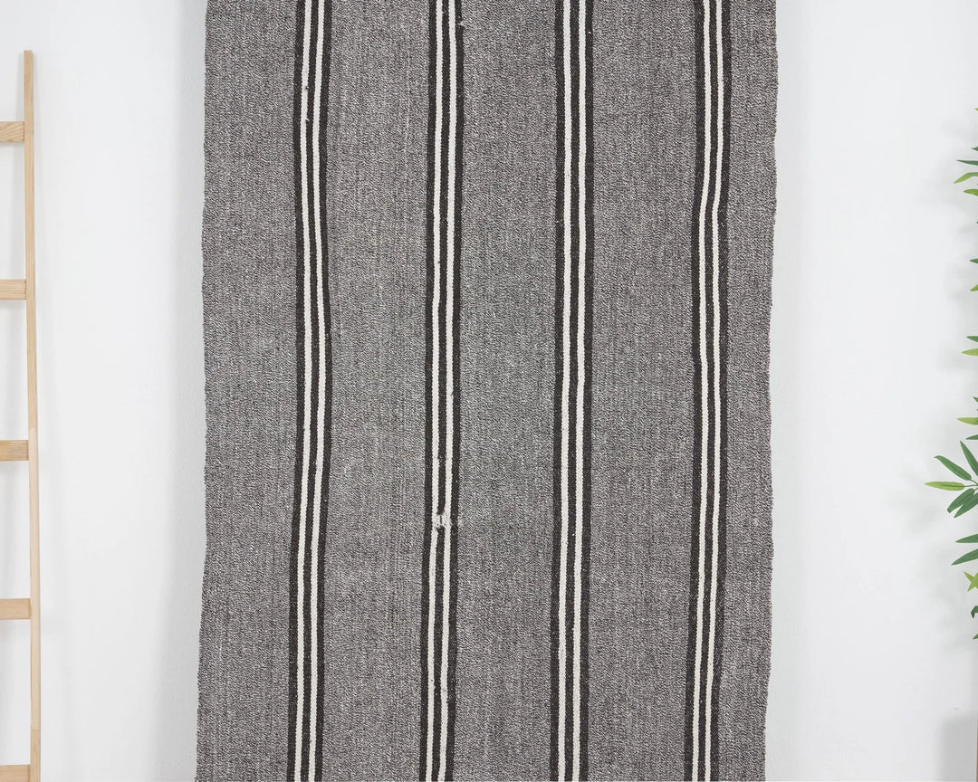 Gray Turkish Kilim Rug 3' 5" x 19' Flat-Weave | No. VR85603