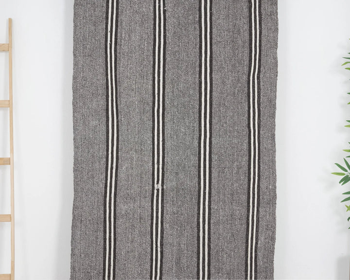 Gray Turkish Kilim Rug 3' 5" x 19' Flat-Weave | No. VR85603
