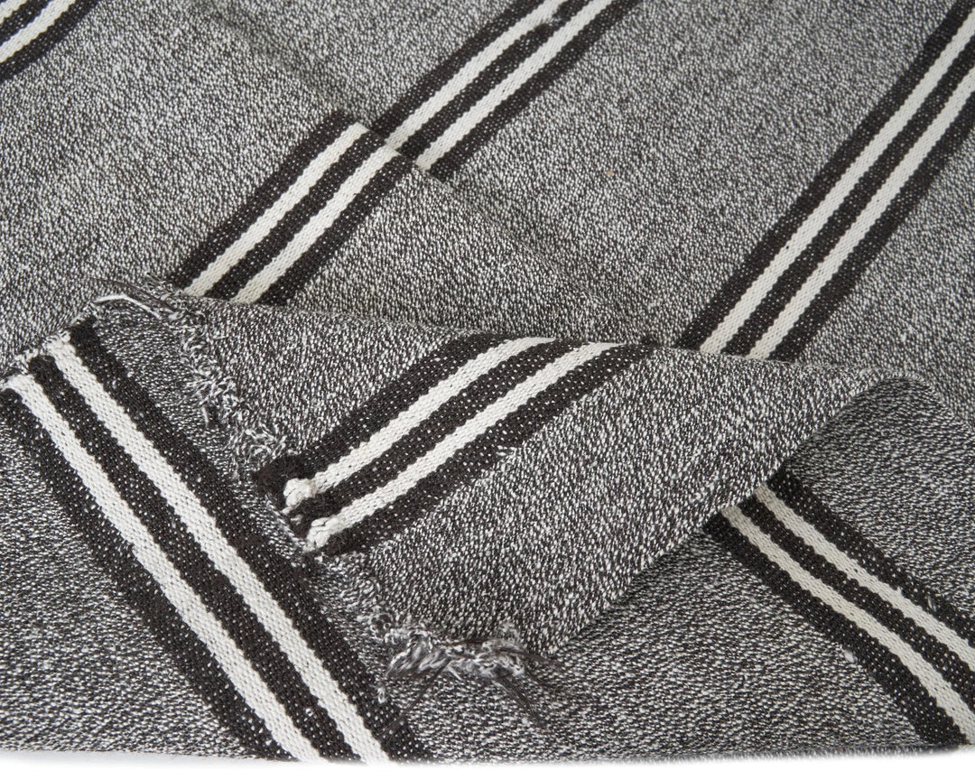 Gray Turkish Kilim Rug 3' 5" x 19' Flat-Weave | No. VR85603
