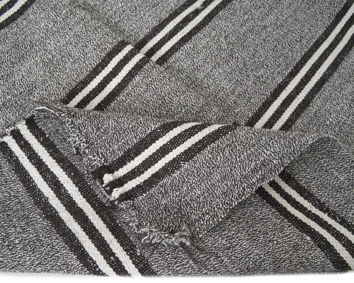 Gray Turkish Kilim Rug 3' 5" x 19' Flat-Weave | No. VR85603