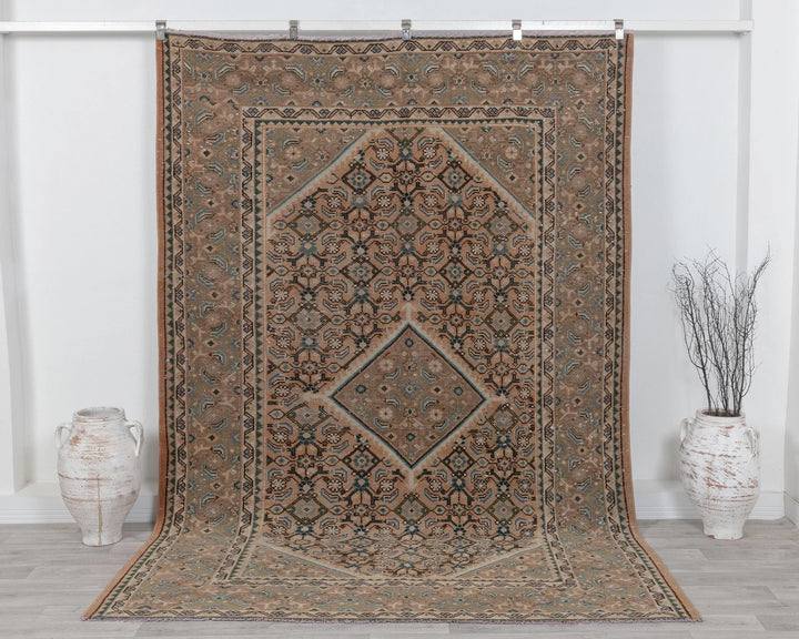 Multicolor Turkish Oushak Rug 6'7" x 9'6" Hand-Knotted