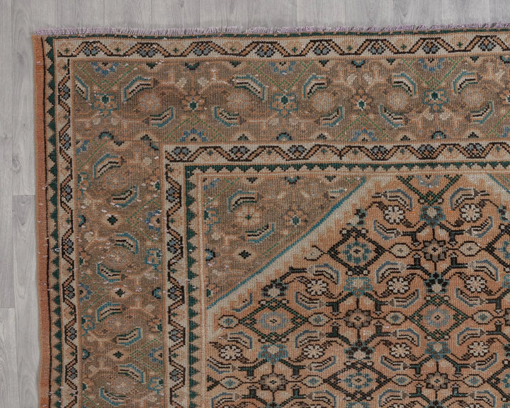 Multicolor Turkish Oushak Rug 6'7" x 9'6" Hand-Knotted pattern