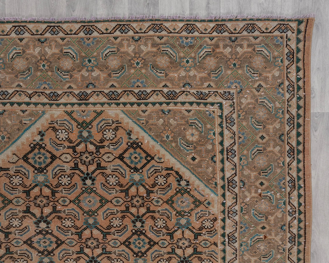 Multicolor Turkish Oushak Rug 6'7" x 9'6" Hand-Knotted border