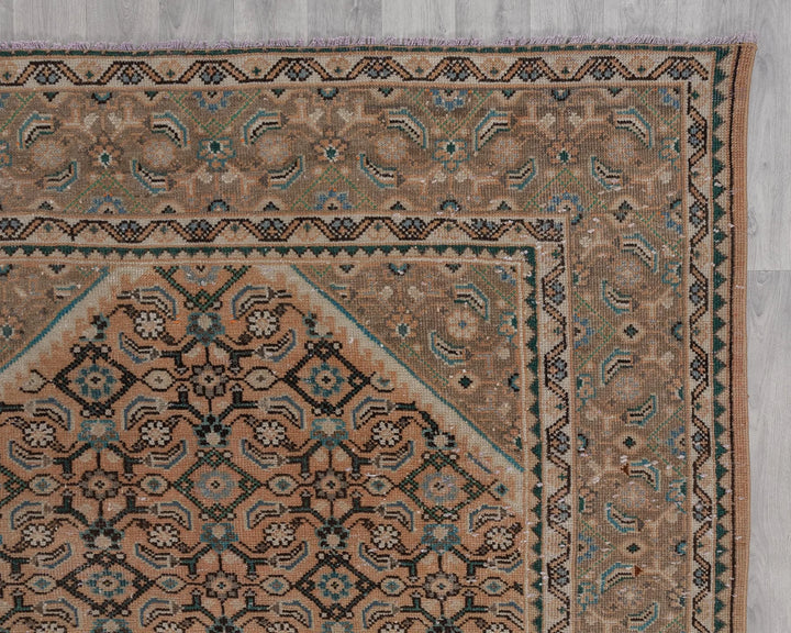 Multicolor Turkish Oushak Rug 6'7" x 9'6" Hand-Knotted border