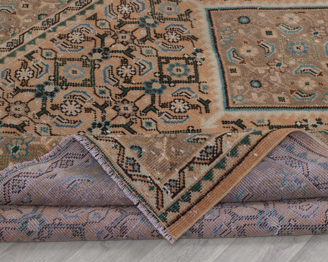 Multicolor Turkish Oushak Rug 6'7" x 9'6" Hand-Knotted field