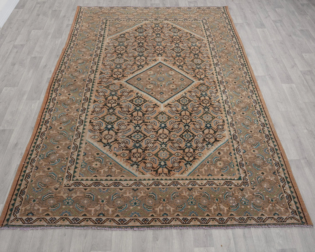 Multicolor Turkish Oushak Rug 6'7" x 9'6" Hand-Knotted reverse
