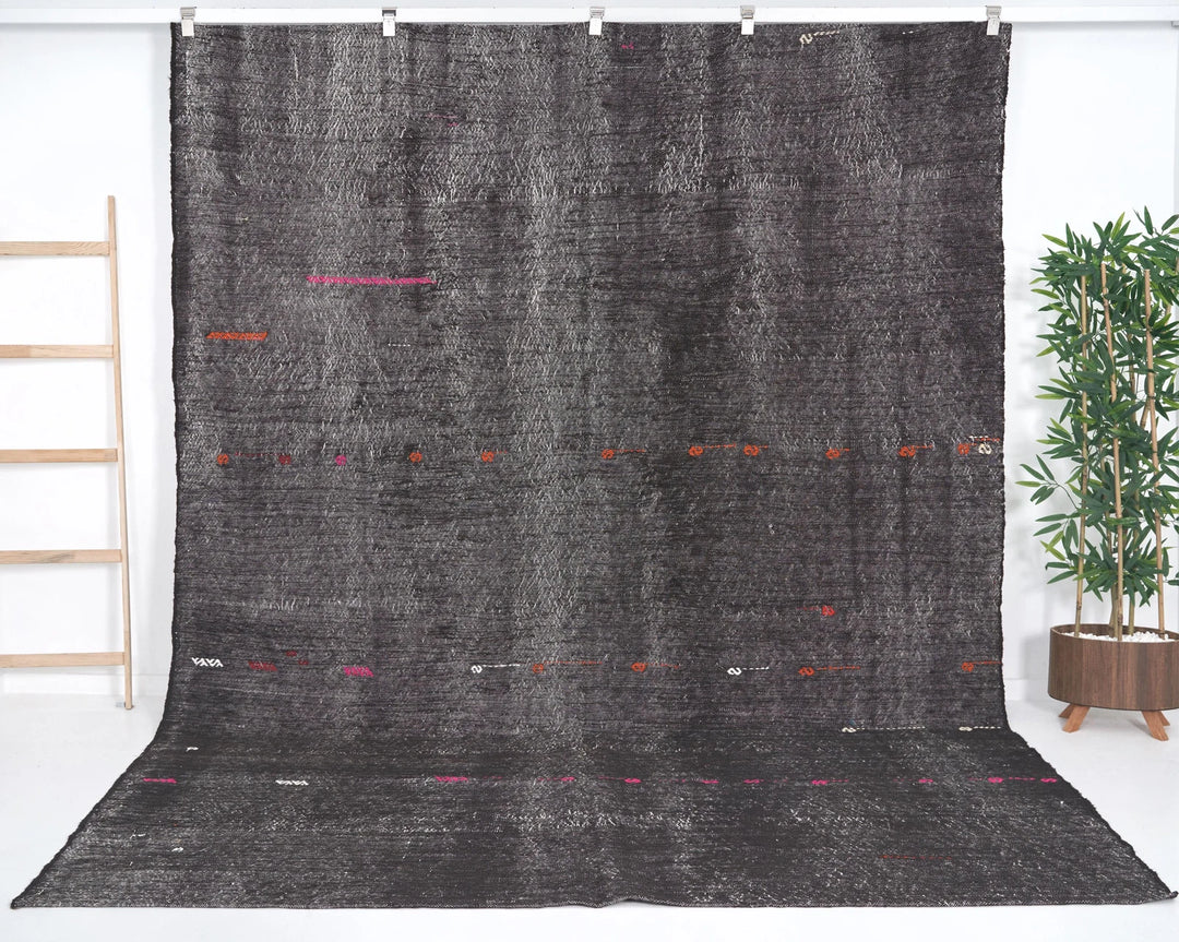 Brown Turkish Kilim Rug 10' 6" x 7' 9" Flat-Weave | No. VR85893