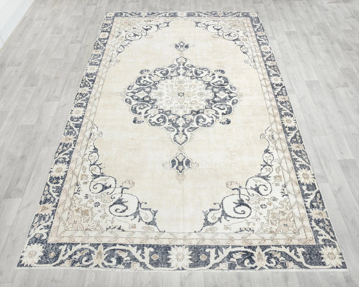 Multicolor Turkish Oushak Rug 6'6" x 10'7" Hand-Knotted | No. VR86056