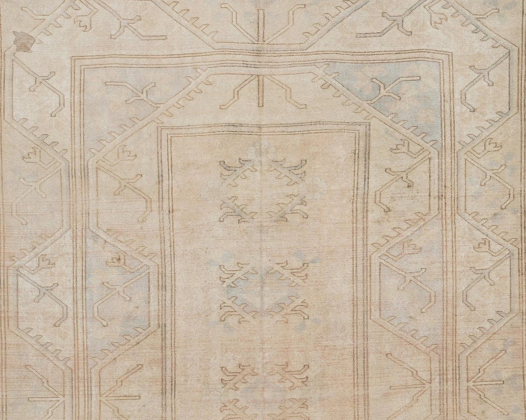 Beige Turkish Oushak Rug 6'5" x 9'8" Hand-Knotted | No. VR86172