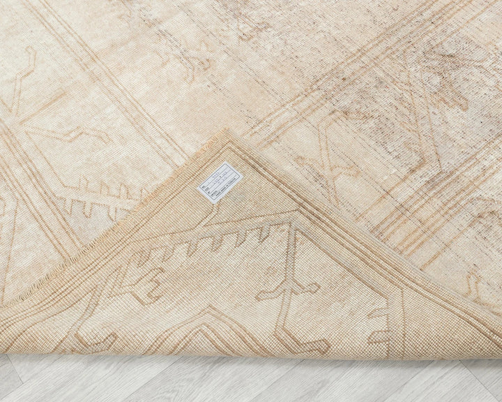 Beige Turkish Oushak Rug 6'5" x 9'8" Hand-Knotted | No. VR86172