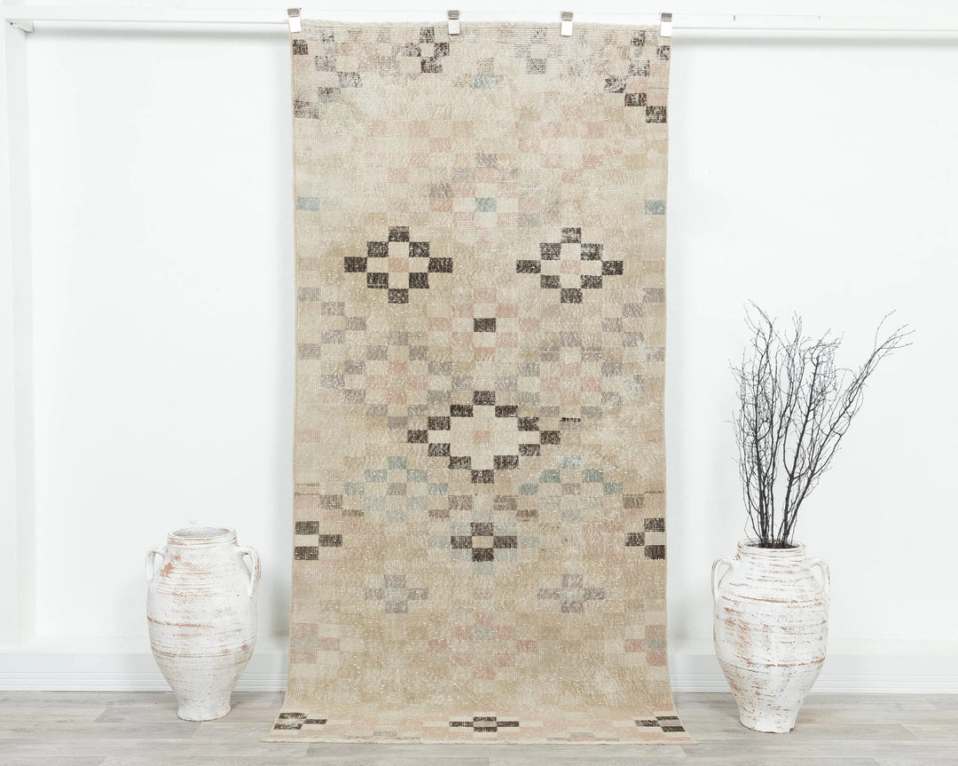 Multicolor Turkish Oushak Rug 3'9" x 7'9" Hand-Knotted | No. VR86177
