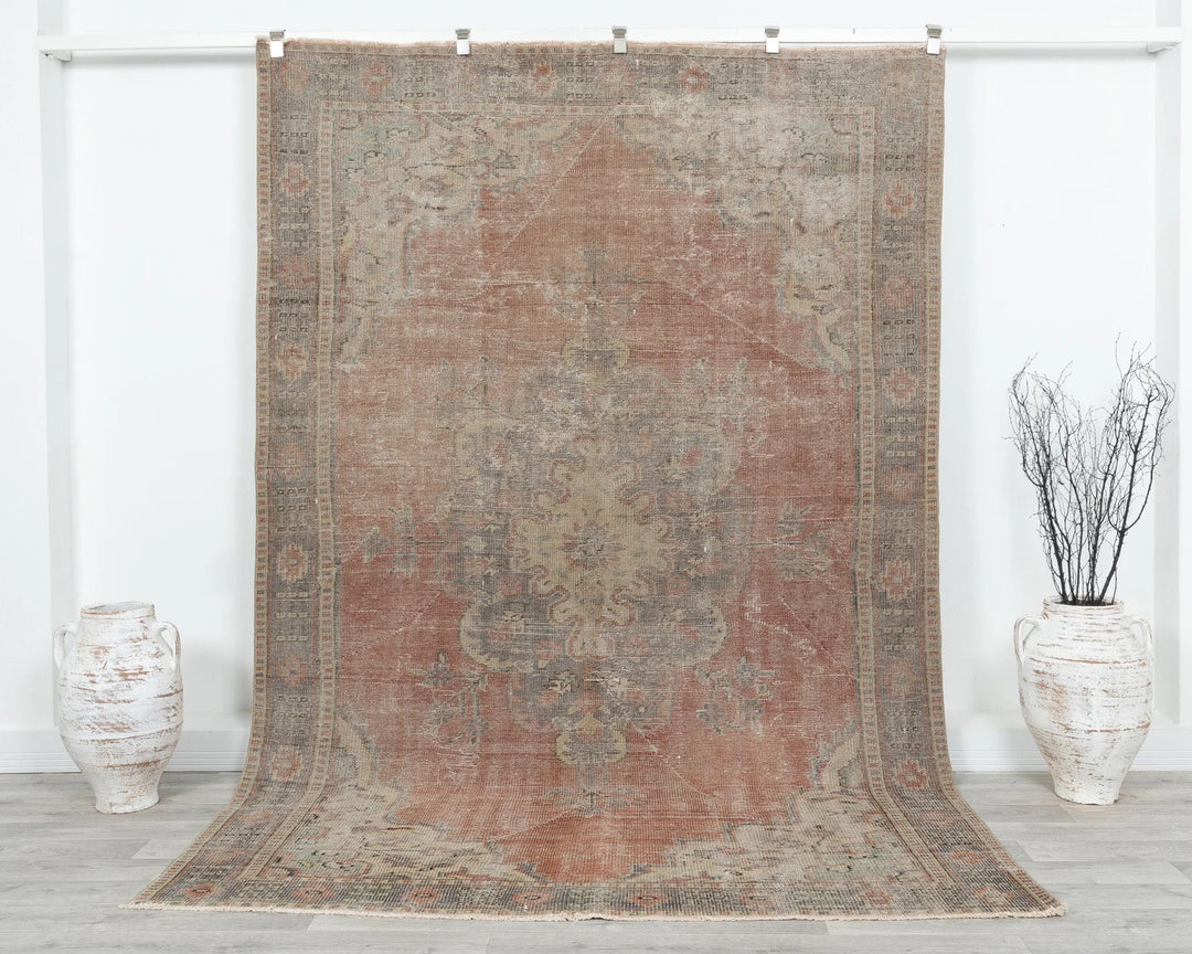 Multicolor Turkish Oushak Rug 5' 11" x 9' 4" Hand-Knotted | No. VR86236