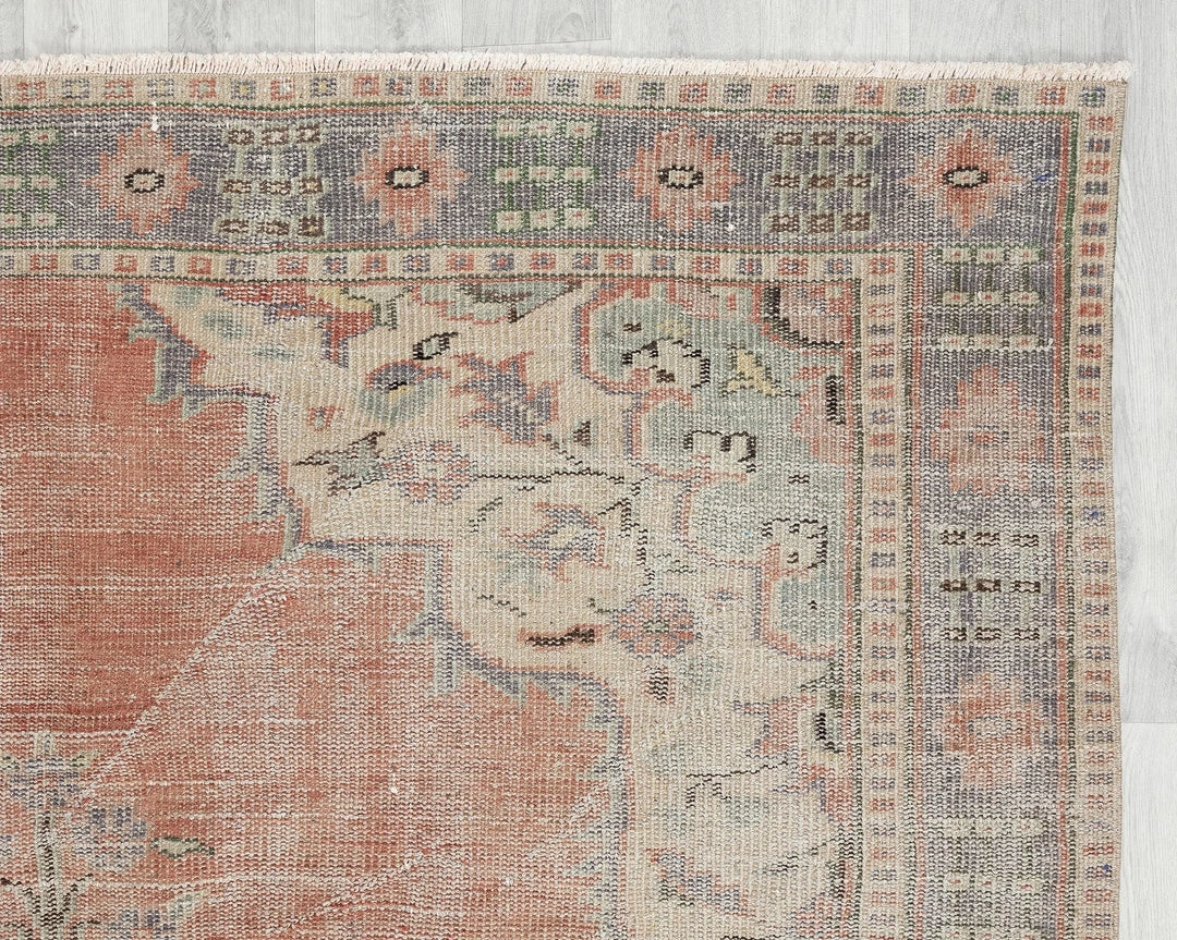 Multicolor Turkish Oushak Rug 5' 11" x 9' 4" Hand-Knotted | No. VR86236