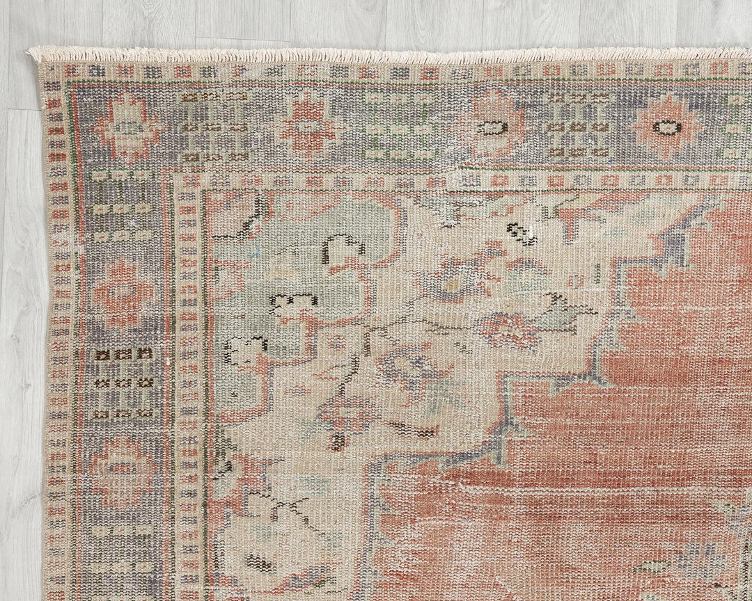 Multicolor Turkish Oushak Rug 5' 11" x 9' 4" Hand-Knotted | No. VR86236