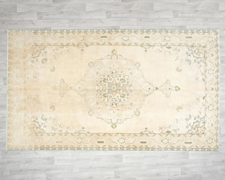 Beige Turkish Oushak Rug 6' 3" x 10' 4" Hand-Knotted view 9