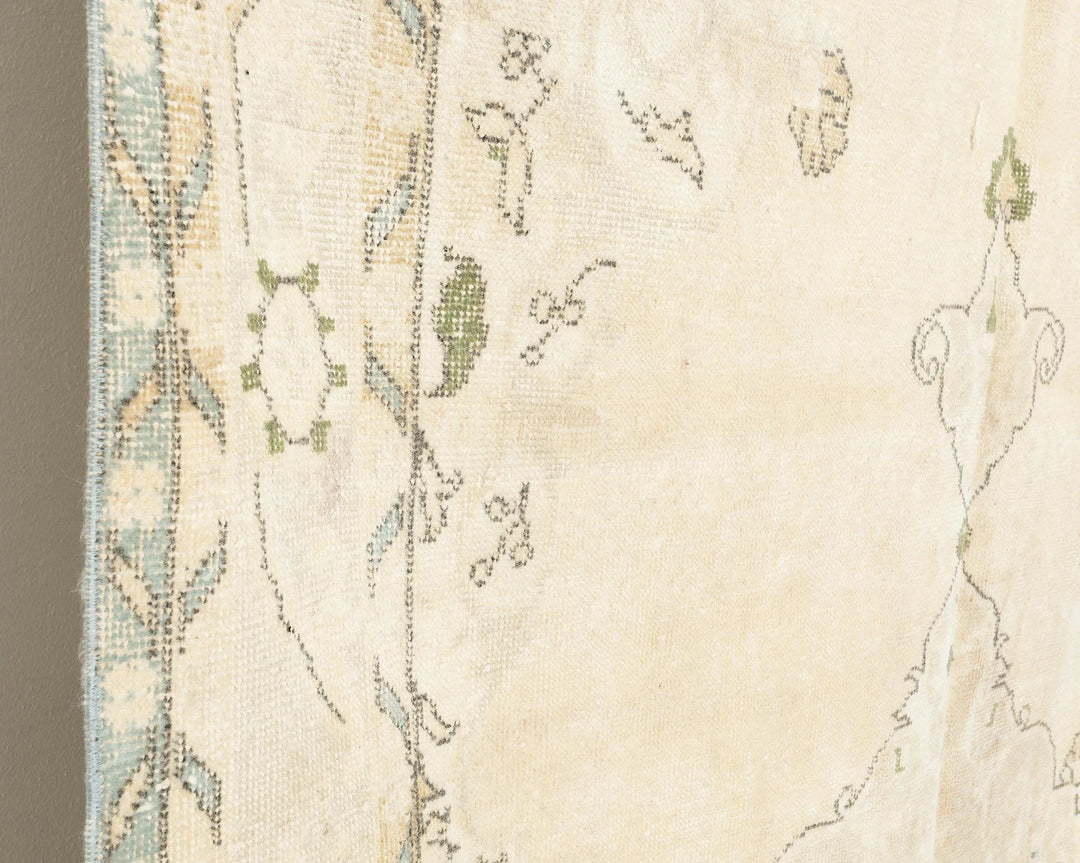 Beige Turkish Oushak Rug 6' 3" x 10' 4" Hand-Knotted close-up
