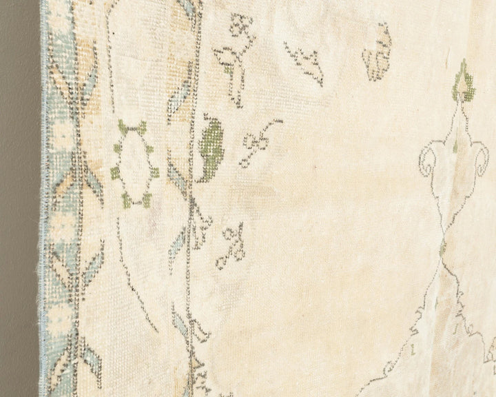 Beige Turkish Oushak Rug 6' 3" x 10' 4" Hand-Knotted close-up