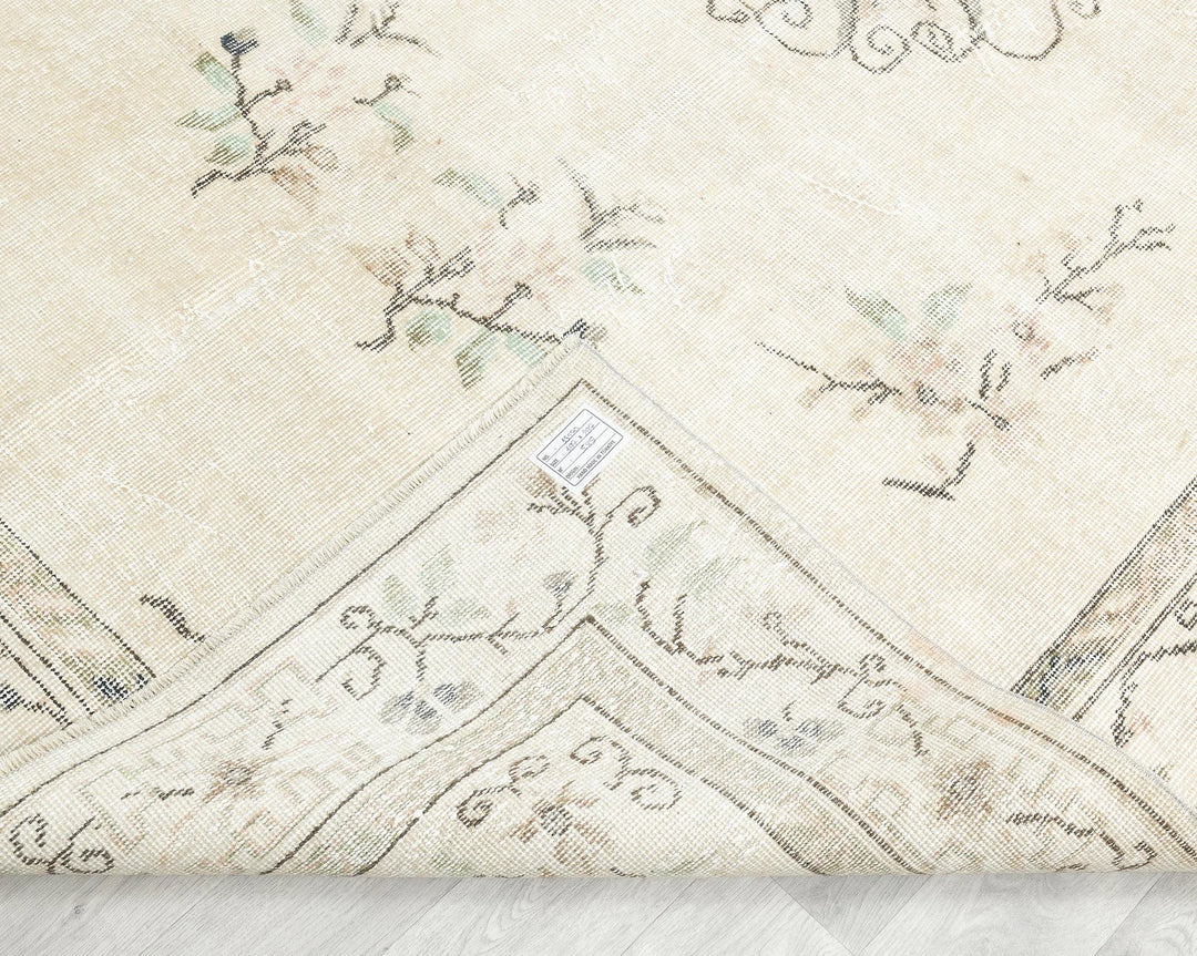 Beige Turkish Oushak Rug 6' 6" x 9' 8" Hand-Knotted | No. VR86549