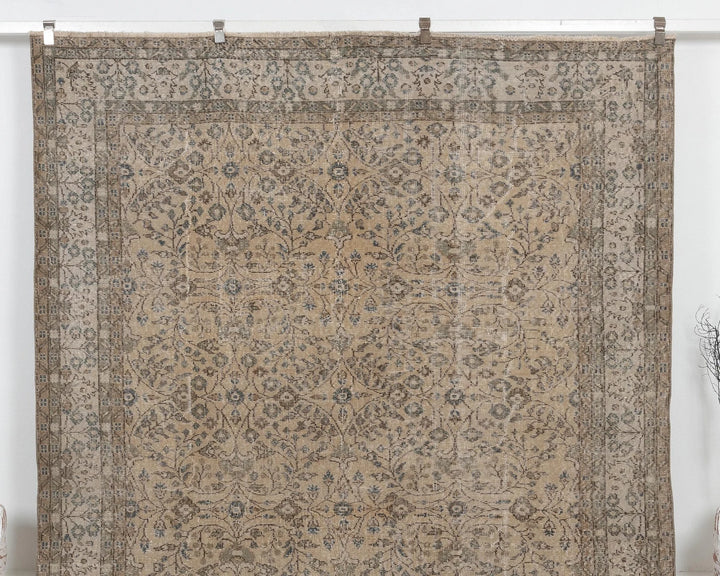 Beige Turkish Oushak Rug 7'2" x 10'4" Hand-Knotted | No. VR87045