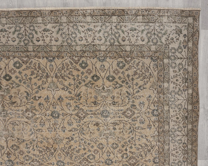 Beige Turkish Oushak Rug 7'2" x 10'4" Hand-Knotted | No. VR87045