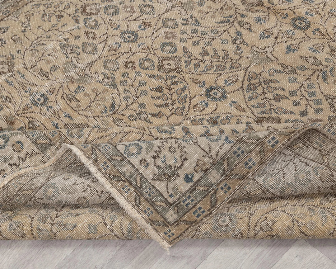 Beige Turkish Oushak Rug 7'2" x 10'4" Hand-Knotted | No. VR87045